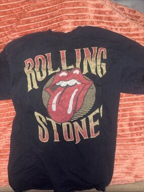 the Rolling Stones Black Tee with Red Tongue Logo